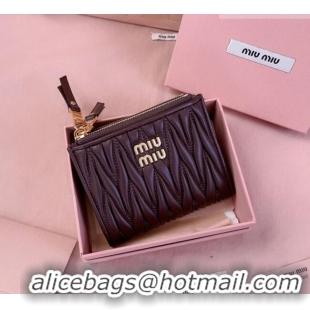 Top Grade Miu Miu Matelasse Nappa Leather Pocket Wallet 5MV017 Dark Burgundy 2026