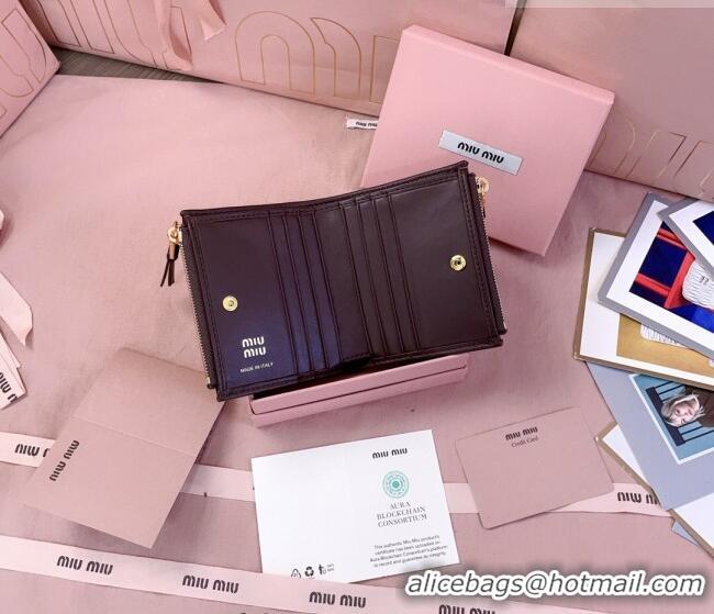 Top Grade Miu Miu Matelasse Nappa Leather Pocket Wallet 5MV017 Dark Burgundy 2026