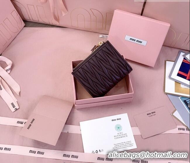 Top Grade Miu Miu Matelasse Nappa Leather Pocket Wallet 5MV017 Dark Burgundy 2026