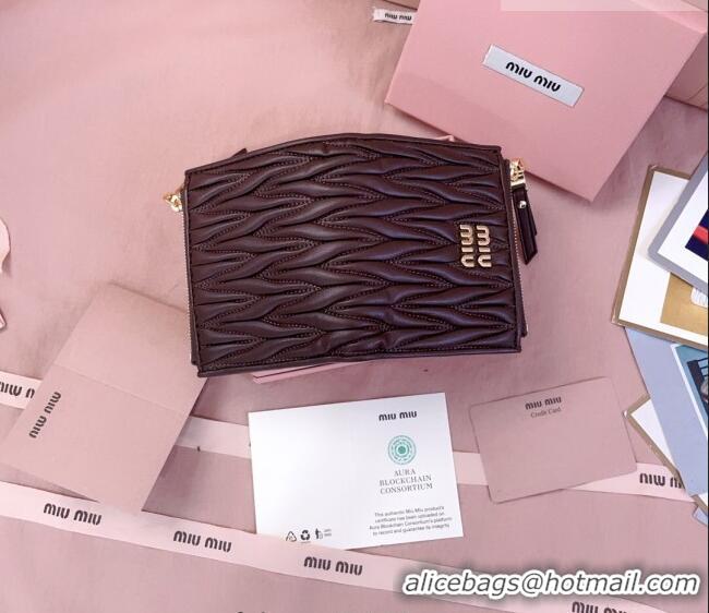 Top Grade Miu Miu Matelasse Nappa Leather Pocket Wallet 5MV017 Dark Burgundy 2026