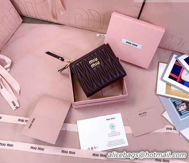 Top Grade Miu Miu Matelasse Nappa Leather Pocket Wallet 5MV017 Dark Burgundy 2026