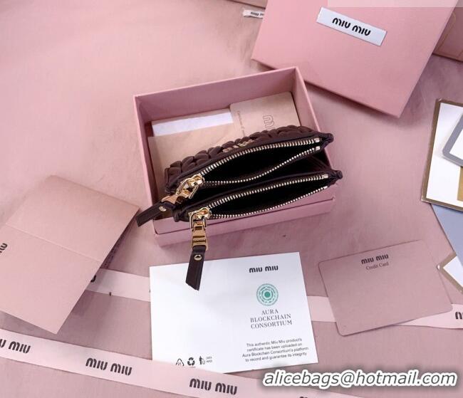 Top Grade Miu Miu Matelasse Nappa Leather Pocket Wallet 5MV017 Dark Burgundy 2026