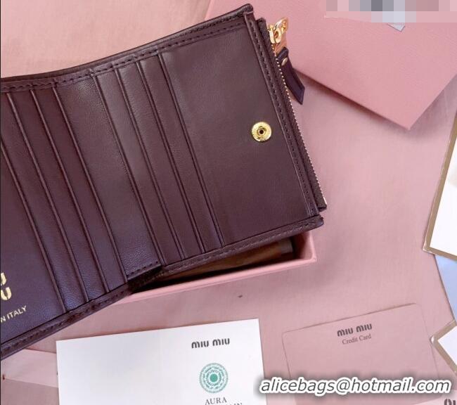 Top Grade Miu Miu Matelasse Nappa Leather Pocket Wallet 5MV017 Dark Burgundy 2026