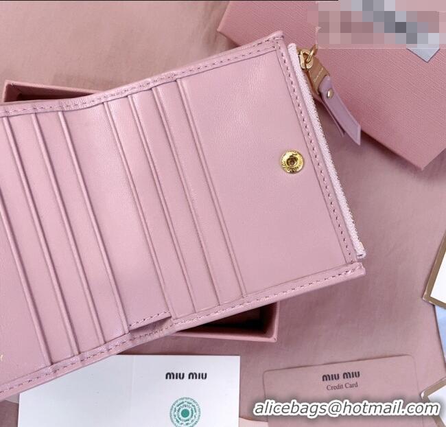 Luxury Cheap Miu Miu Matelasse Nappa Leather Pocket Wallet 5MV017 Alabaster Pink 2026