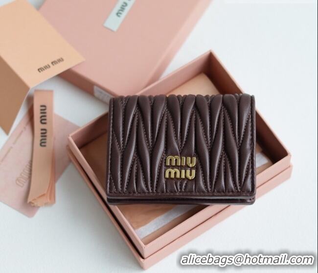 Top Design Miu Miu Matelasse Nappa Leather Small Wallet 5MV204 Briarwood Brown 2026