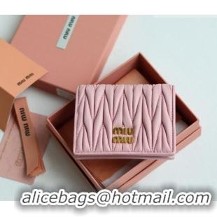 Luxury Discount Miu Miu Matelasse Nappa Leather Small Wallet 5MV204 Alabaster Pink 2026