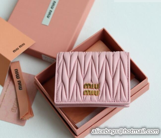 Luxury Discount Miu Miu Matelasse Nappa Leather Small Wallet 5MV204 Alabaster Pink 2026