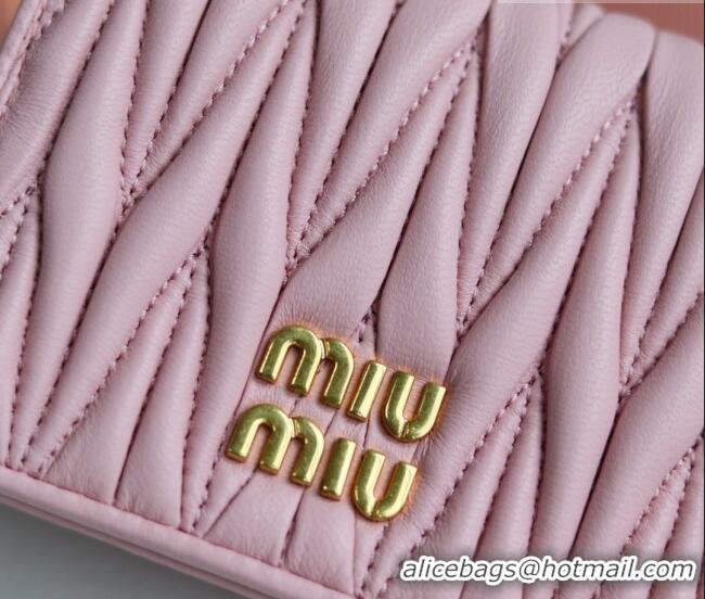 Luxury Discount Miu Miu Matelasse Nappa Leather Small Wallet 5MV204 Alabaster Pink 2026