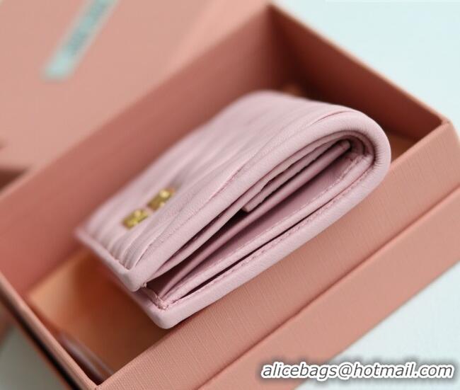 Luxury Discount Miu Miu Matelasse Nappa Leather Small Wallet 5MV204 Alabaster Pink 2026