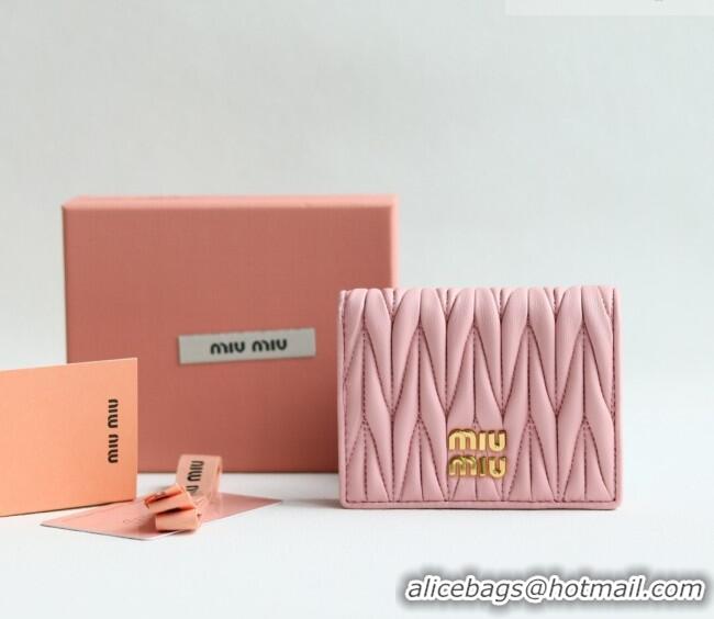 Luxury Discount Miu Miu Matelasse Nappa Leather Small Wallet 5MV204 Alabaster Pink 2026