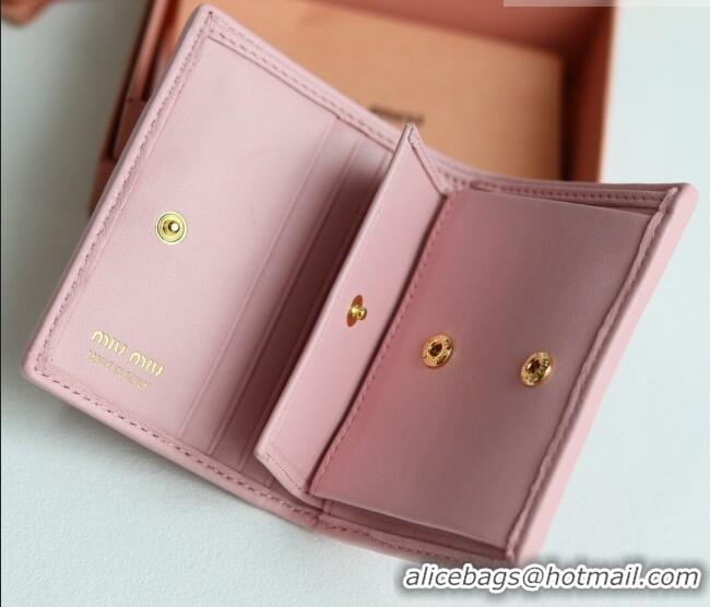 Luxury Discount Miu Miu Matelasse Nappa Leather Small Wallet 5MV204 Alabaster Pink 2026