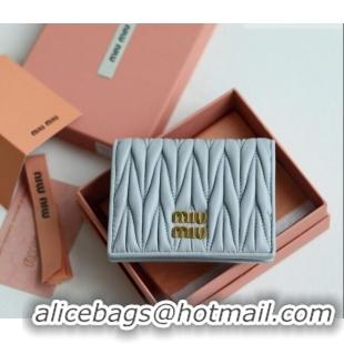 Well Crafted Miu Miu Matelasse Nappa Leather Small Wallet 5MV204 Light Blue 2026