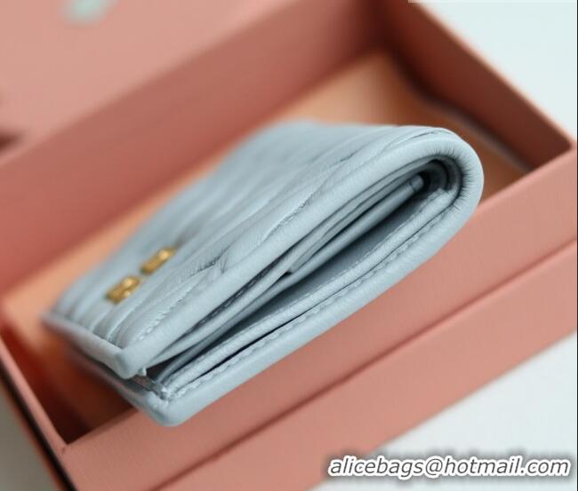 Well Crafted Miu Miu Matelasse Nappa Leather Small Wallet 5MV204 Light Blue 2026