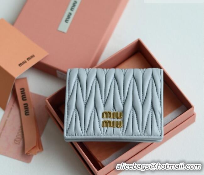 Well Crafted Miu Miu Matelasse Nappa Leather Small Wallet 5MV204 Light Blue 2026