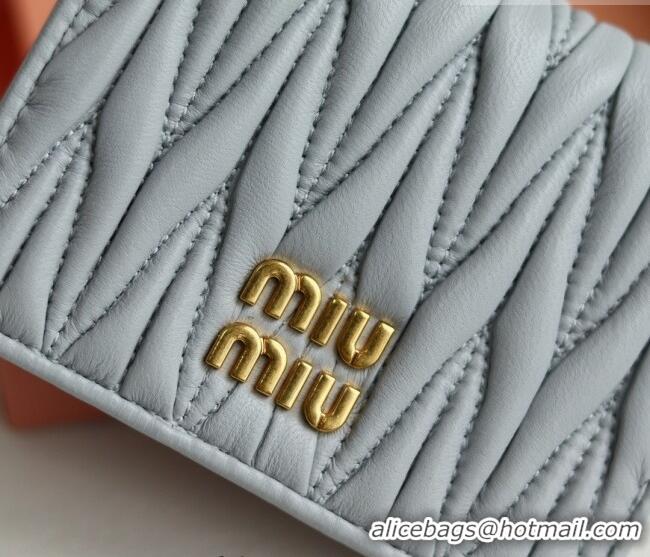 Well Crafted Miu Miu Matelasse Nappa Leather Small Wallet 5MV204 Light Blue 2026