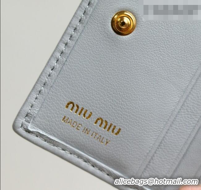 Well Crafted Miu Miu Matelasse Nappa Leather Small Wallet 5MV204 Light Blue 2026