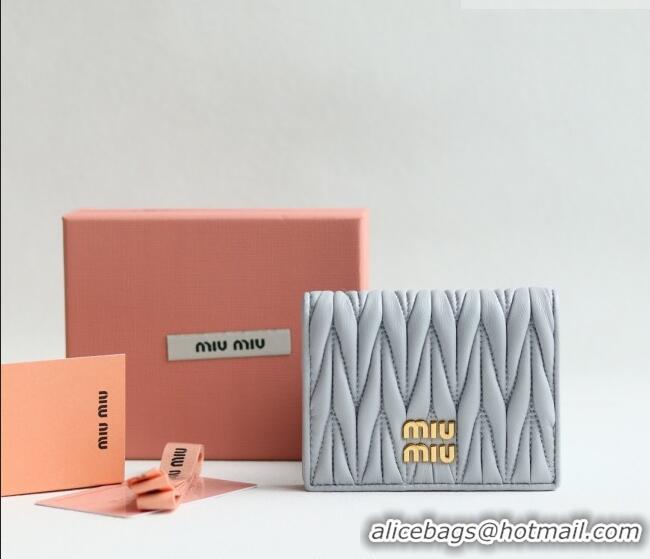 Well Crafted Miu Miu Matelasse Nappa Leather Small Wallet 5MV204 Light Blue 2026
