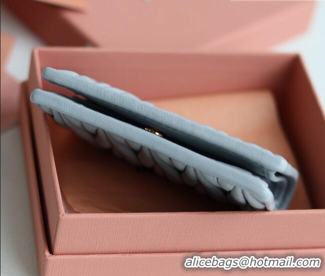 Well Crafted Miu Miu Matelasse Nappa Leather Small Wallet 5MV204 Light Blue 2026