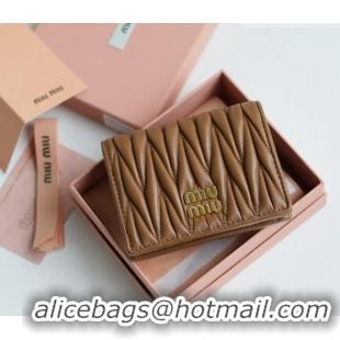 Low Cost Miu Miu Matelasse Nappa Leather Small Wallet 5MV204 Caramel Brown 2026