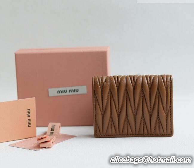 Low Cost Miu Miu Matelasse Nappa Leather Small Wallet 5MV204 Caramel Brown 2026