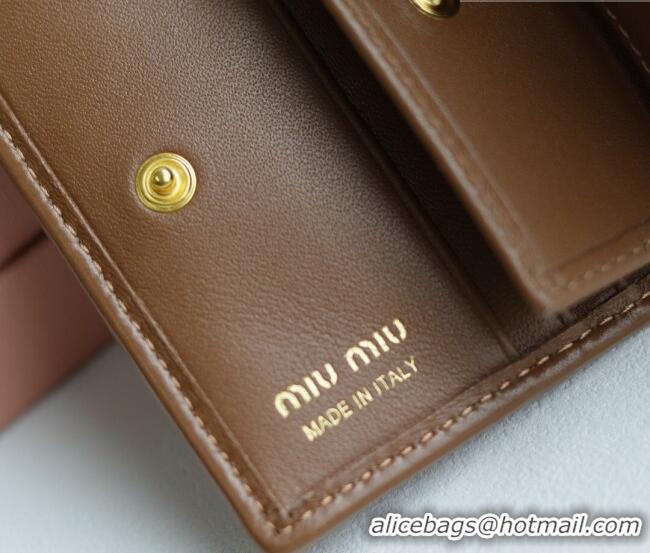Low Cost Miu Miu Matelasse Nappa Leather Small Wallet 5MV204 Caramel Brown 2026