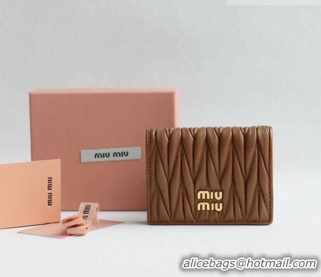 Low Cost Miu Miu Matelasse Nappa Leather Small Wallet 5MV204 Caramel Brown 2026