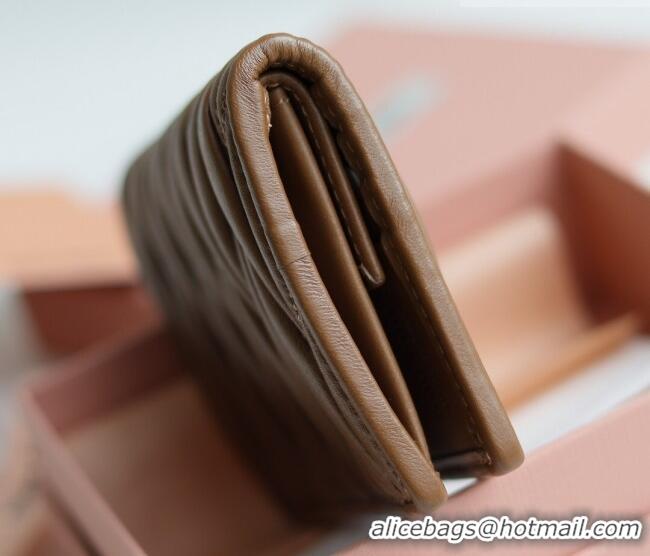 Low Cost Miu Miu Matelasse Nappa Leather Small Wallet 5MV204 Caramel Brown 2026