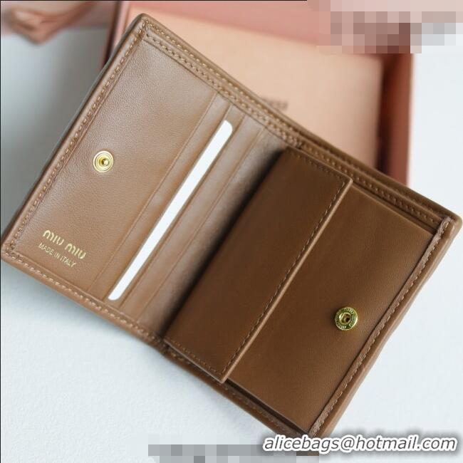 Low Cost Miu Miu Matelasse Nappa Leather Small Wallet 5MV204 Caramel Brown 2026