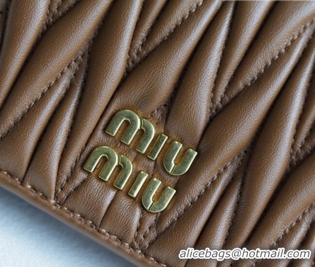 Low Cost Miu Miu Matelasse Nappa Leather Small Wallet 5MV204 Caramel Brown 2026