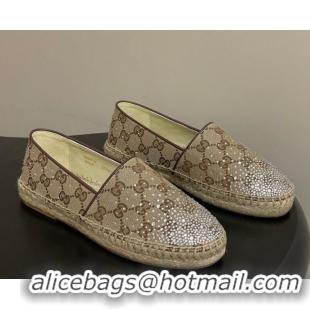 Shop Cheap Gucci GG Canvas and Strass Flat Espadrilles GG121805 Beige 2026