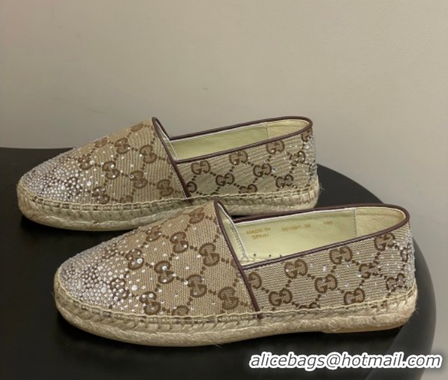 Shop Cheap Gucci GG Canvas and Strass Flat Espadrilles GG121805 Beige 2026