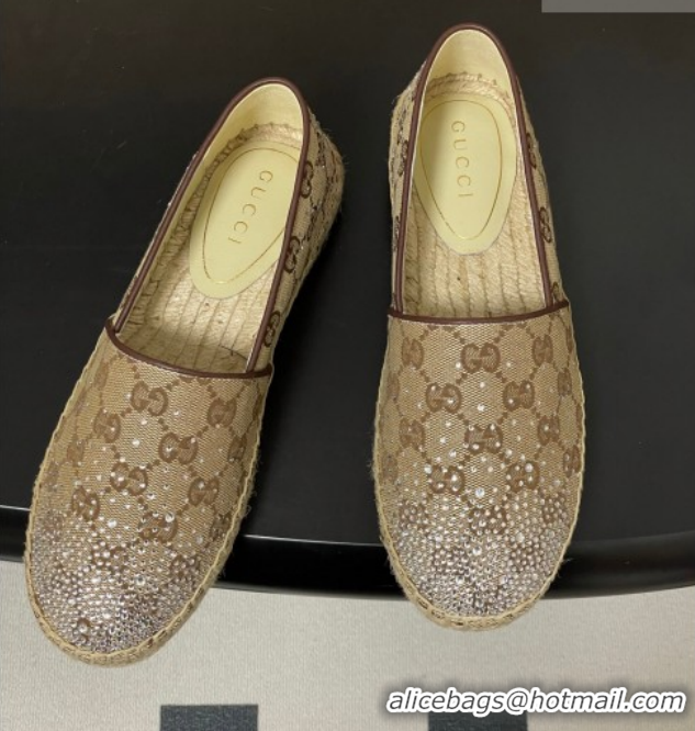 Shop Cheap Gucci GG Canvas and Strass Flat Espadrilles GG121805 Beige 2026