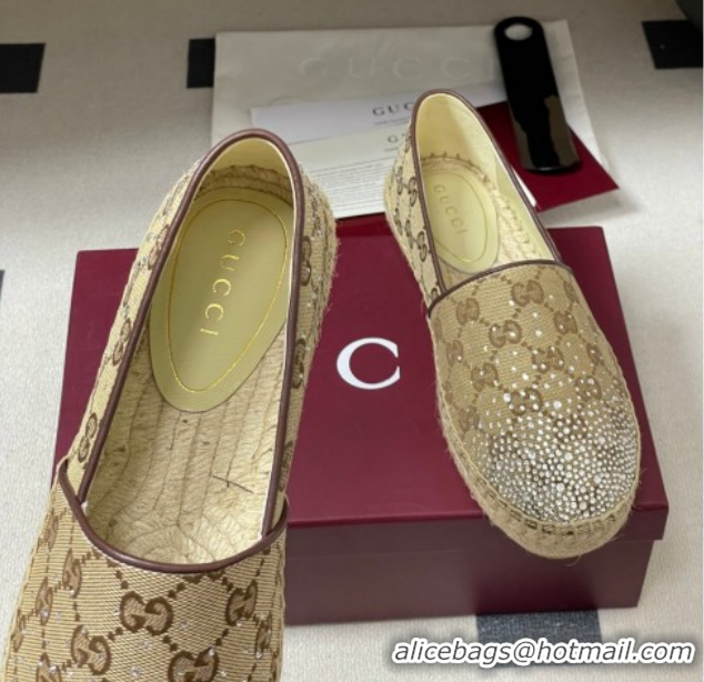 Shop Cheap Gucci GG Canvas and Strass Flat Espadrilles GG121805 Beige 2026