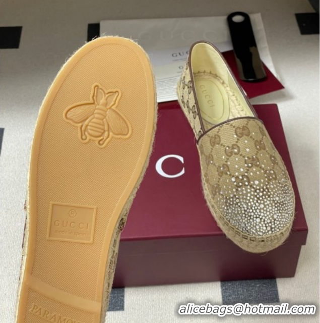 Shop Cheap Gucci GG Canvas and Strass Flat Espadrilles GG121805 Beige 2026