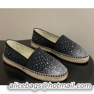 Luxury Gucci GG Canvas and Strass Flat Espadrilles GG121805 Black 2026