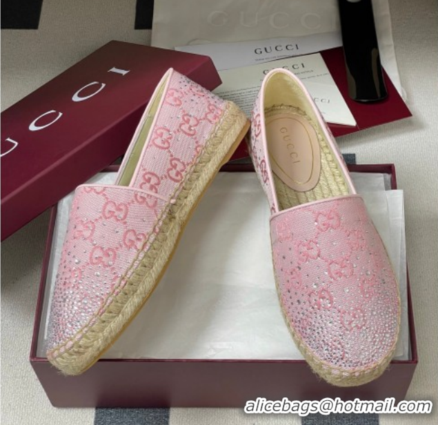 Buy Discount Gucci GG Canvas and Strass Flat Espadrilles GG121805 Pink 2026