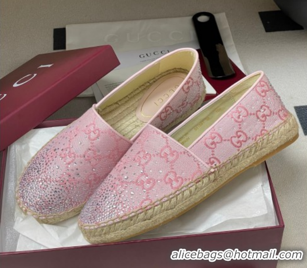 Buy Discount Gucci GG Canvas and Strass Flat Espadrilles GG121805 Pink 2026