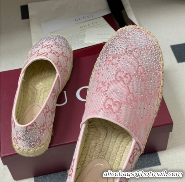 Buy Discount Gucci GG Canvas and Strass Flat Espadrilles GG121805 Pink 2026