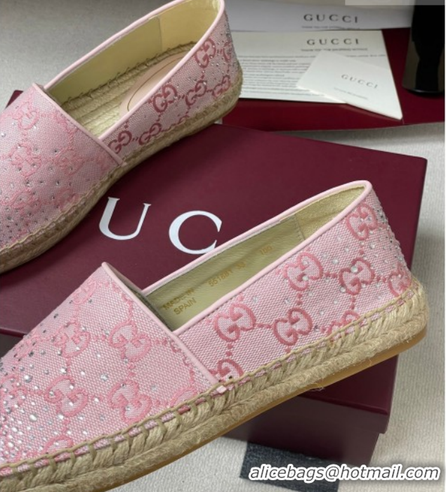 Buy Discount Gucci GG Canvas and Strass Flat Espadrilles GG121805 Pink 2026