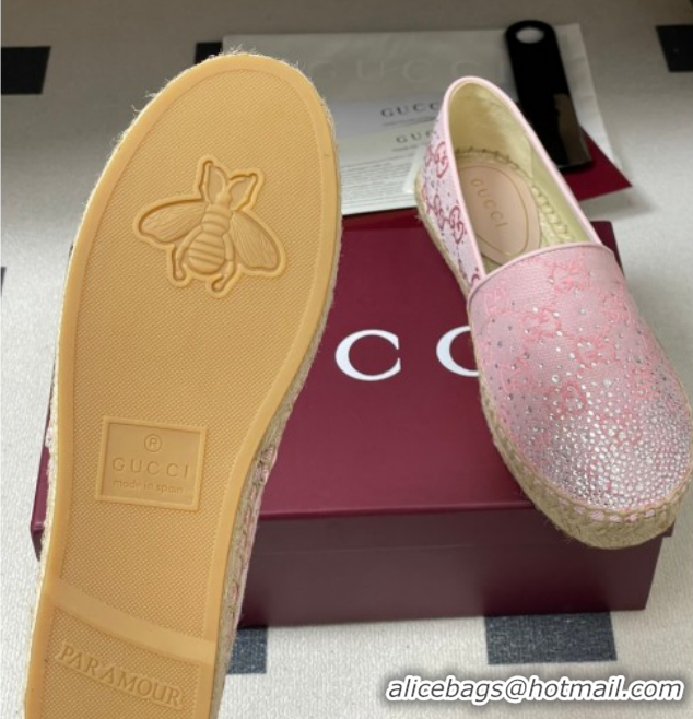 Buy Discount Gucci GG Canvas and Strass Flat Espadrilles GG121805 Pink 2026