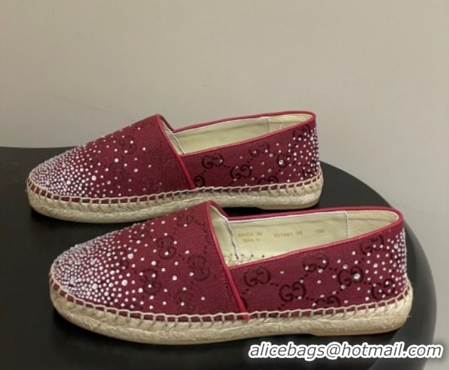 Grade Quality Gucci GG Canvas and Strass Flat Espadrilles GG121805 Red 2026