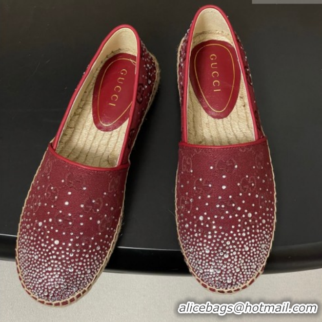 Grade Quality Gucci GG Canvas and Strass Flat Espadrilles GG121805 Red 2026