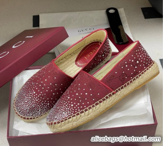 Grade Quality Gucci GG Canvas and Strass Flat Espadrilles GG121805 Red 2026