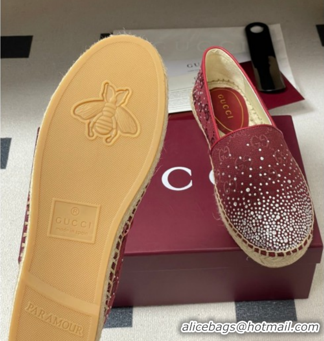 Grade Quality Gucci GG Canvas and Strass Flat Espadrilles GG121805 Red 2026