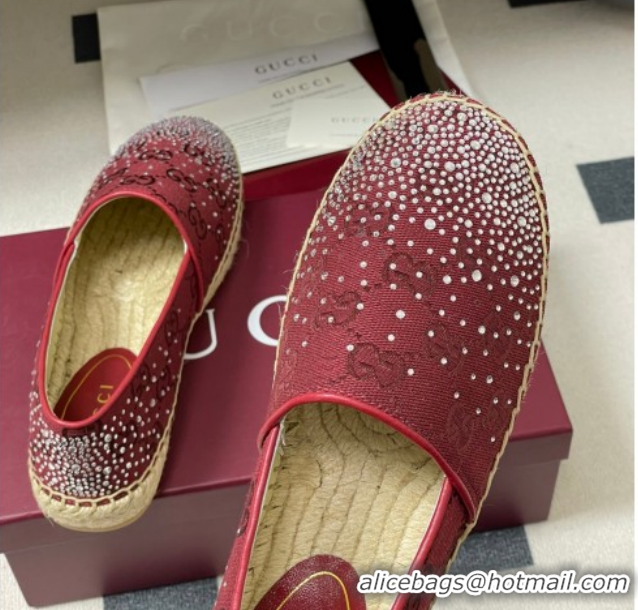 Grade Quality Gucci GG Canvas and Strass Flat Espadrilles GG121805 Red 2026