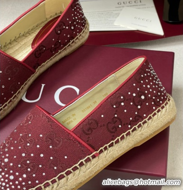 Grade Quality Gucci GG Canvas and Strass Flat Espadrilles GG121805 Red 2026