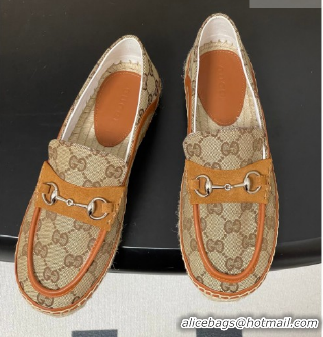 Best Grade Gucci GG Canvas Flat Espadrilles with Horsebit GG121901 Beige 2026