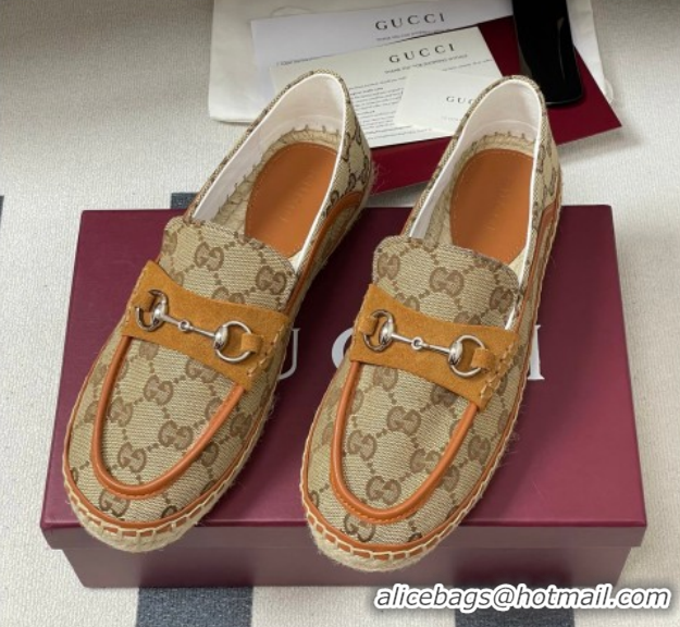 Best Grade Gucci GG Canvas Flat Espadrilles with Horsebit GG121901 Beige 2026