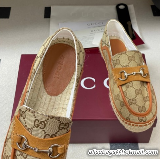 Best Grade Gucci GG Canvas Flat Espadrilles with Horsebit GG121901 Beige 2026