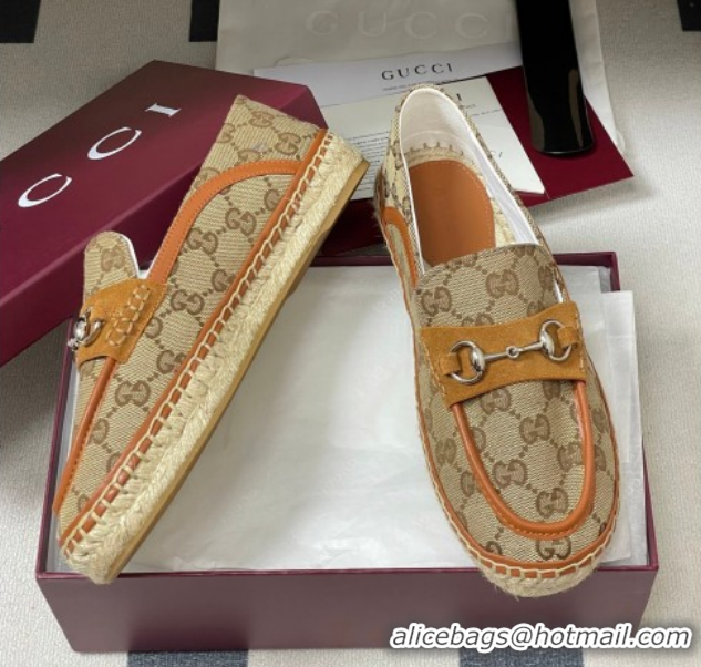 Best Grade Gucci GG Canvas Flat Espadrilles with Horsebit GG121901 Beige 2026